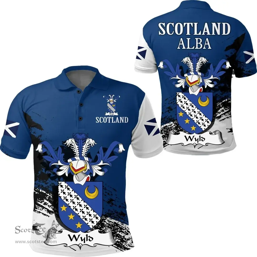 Scottish Wyld Clan Scottish Family Crest Scotland Alba Thistle Polo Shirt