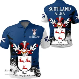 Scottish Roe Clan Scottish Family Crest Scotland Alba Thistle Polo Shirt
