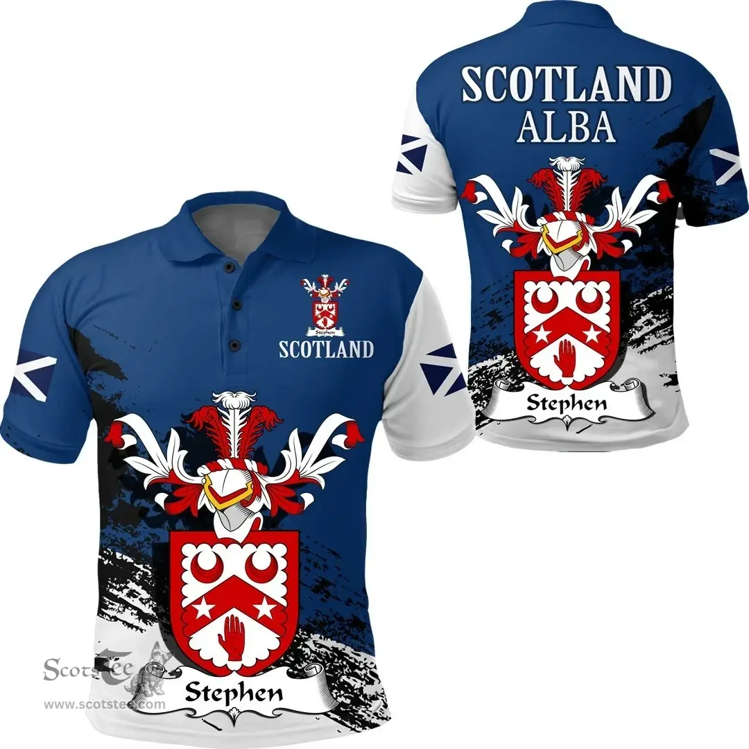 Scottish Stephen Clan Scottish Family Crest Scotland Alba Thistle Polo Shirt