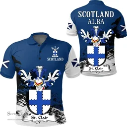 Scottish St. Clair Clan Scottish Family Crest Scotland Alba Thistle Polo Shirt