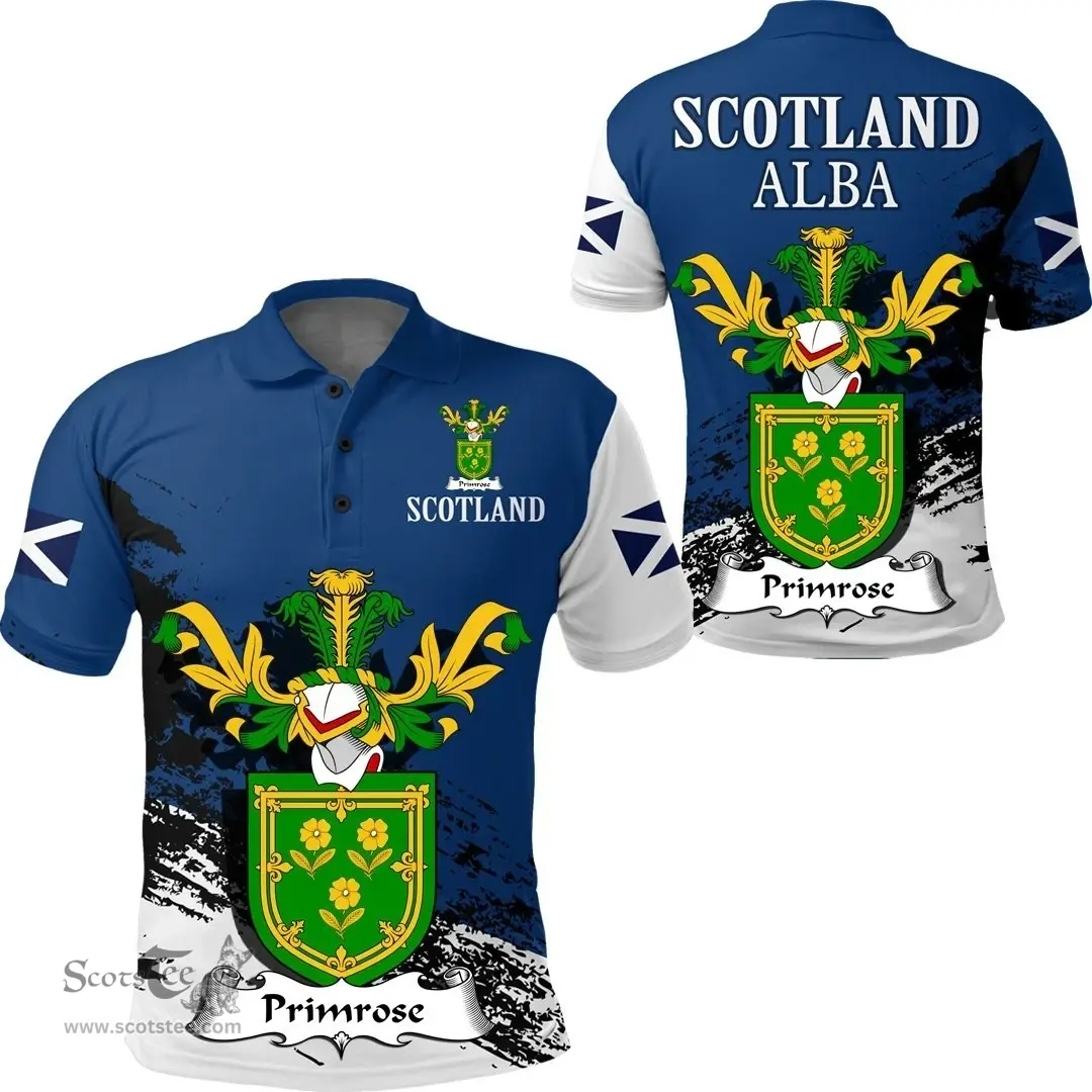 Scottish Primrose Clan Scottish Family Crest Scotland Alba Thistle Polo Shirt