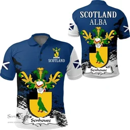 Scottish Senhouse Clan Scottish Family Crest Scotland Alba Thistle Polo Shirt