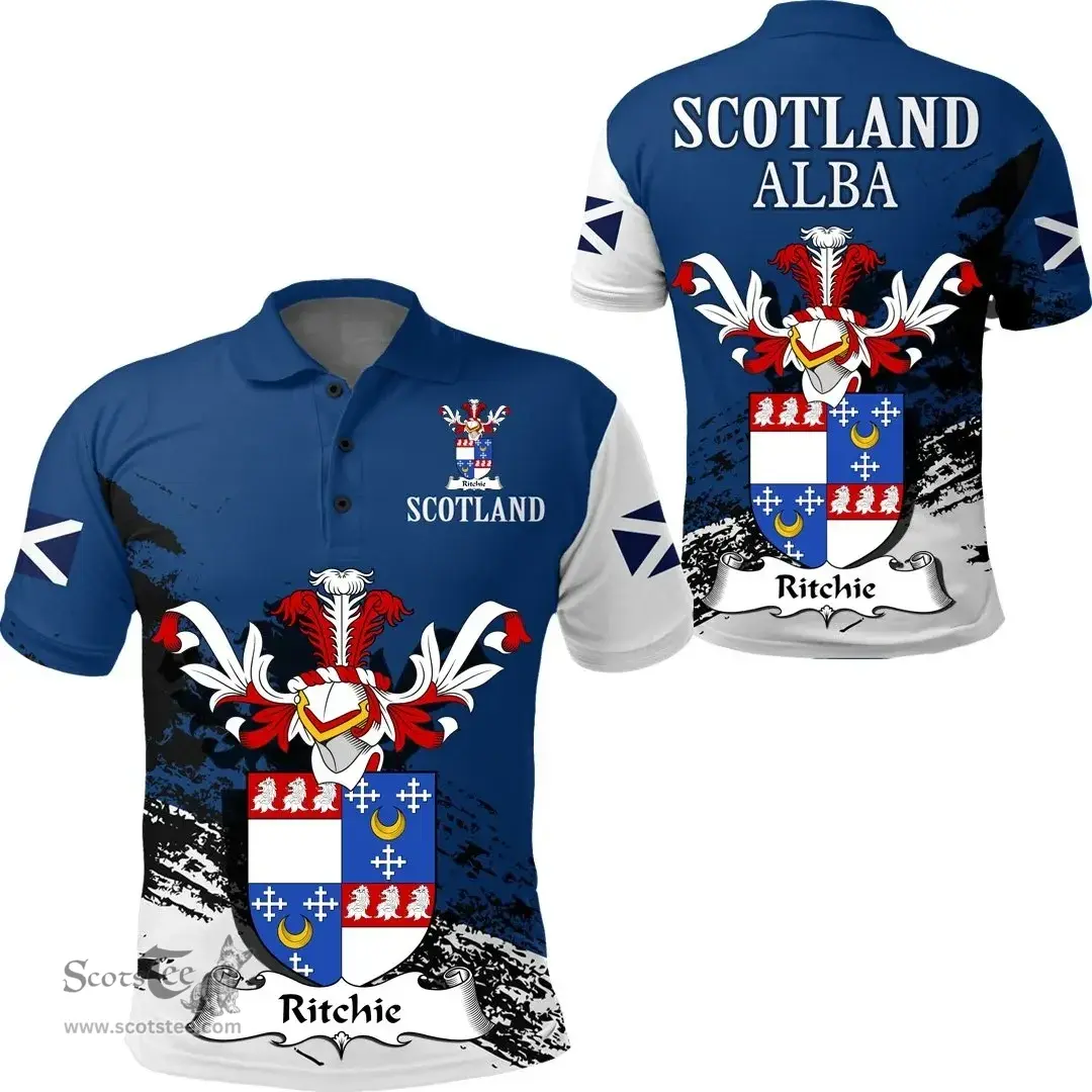 Scottish Ritchie Clan Scottish Family Crest Scotland Alba Thistle Polo Shirt