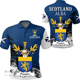 Scottish Ponton Clan Scottish Family Crest Scotland Alba Thistle Polo Shirt