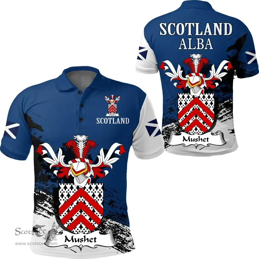 Scottish Mushet Clan Scottish Family Crest Scotland Alba Thistle Polo Shirt