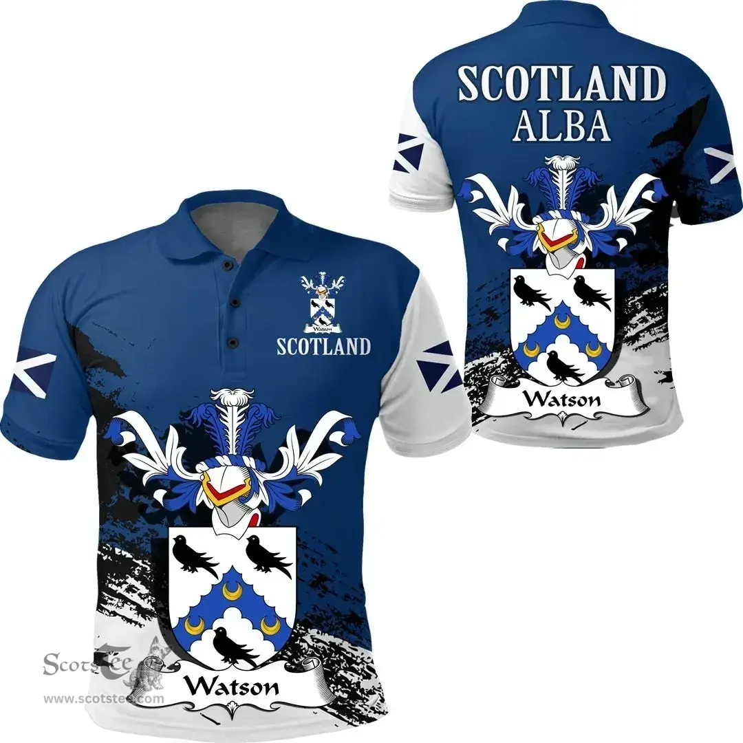 Scottish Watson Clan Scottish Family Crest Scotland Alba Thistle Polo Shirt