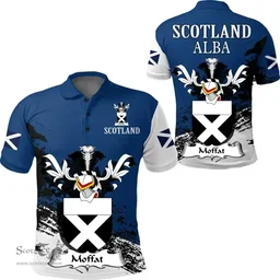 Scottish Moffat Clan Scottish Family Crest Scotland Alba Thistle Polo Shirt