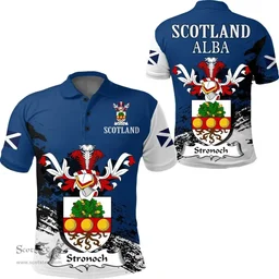 Scottish Stronoch Clan Scottish Family Crest Scotland Alba Thistle Polo Shirt