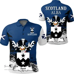 Scottish Spot Clan Scottish Family Crest Scotland Alba Thistle Polo Shirt