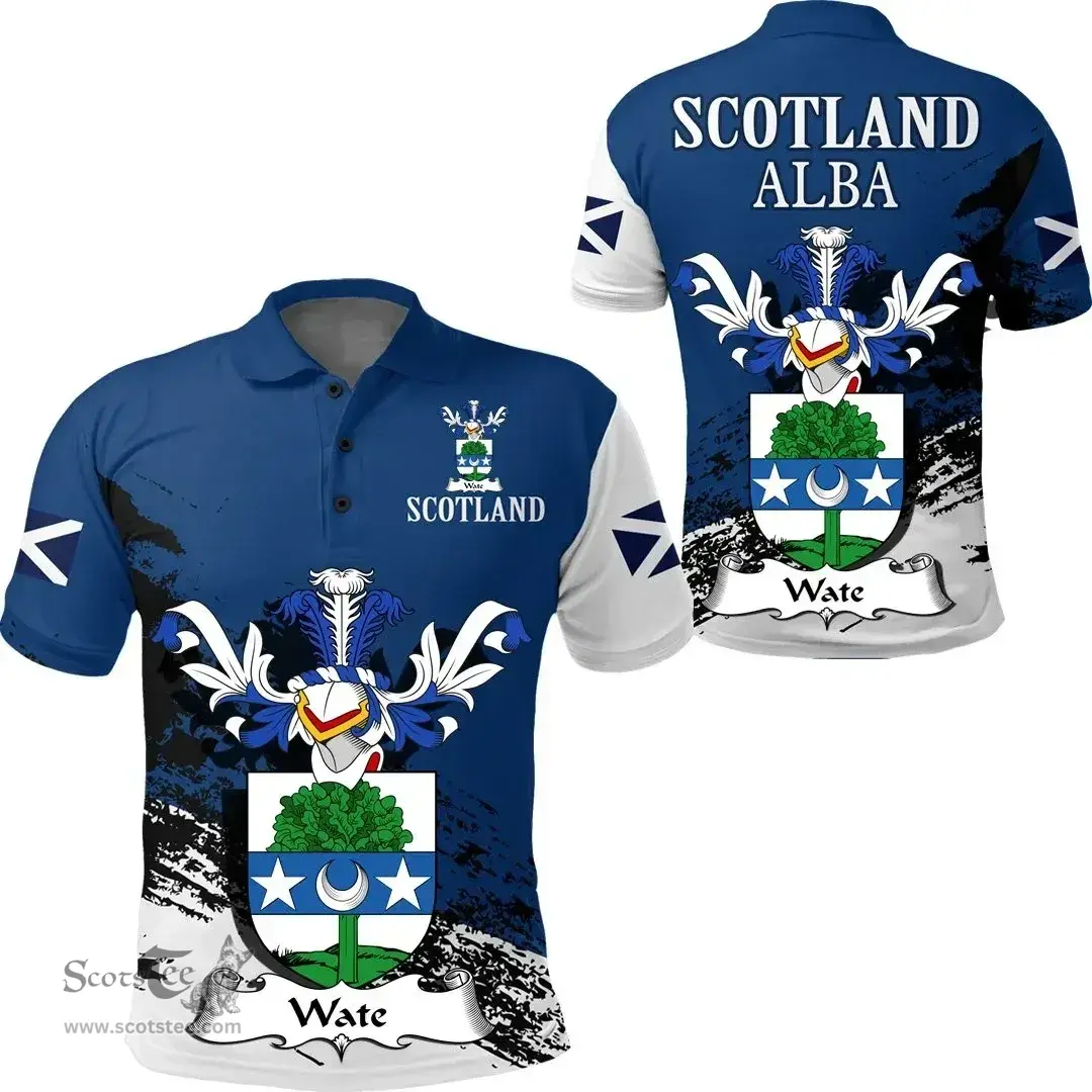 Scottish Wate Clan Scottish Family Crest Scotland Alba Thistle Polo Shirt