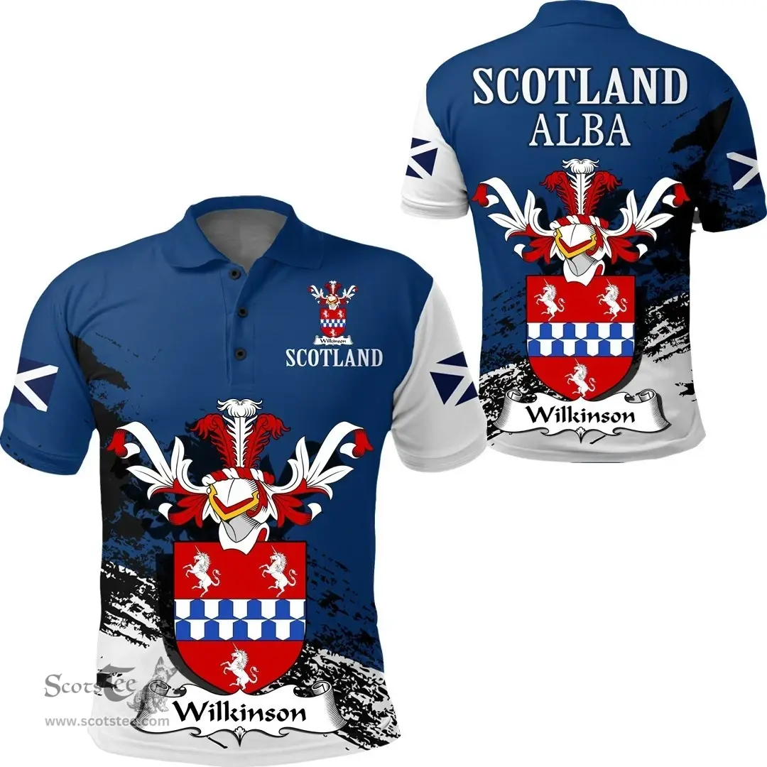 Scottish Wilkinson Clan Scottish Family Crest Scotland Alba Thistle Polo Shirt