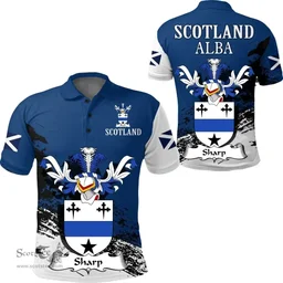 Scottish Sharp Clan Scottish Family Crest Scotland Alba Thistle Polo Shirt