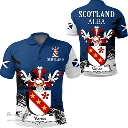Scottish Vance Clan Scottish Family Crest Scotland Alba Thistle Polo Shirt