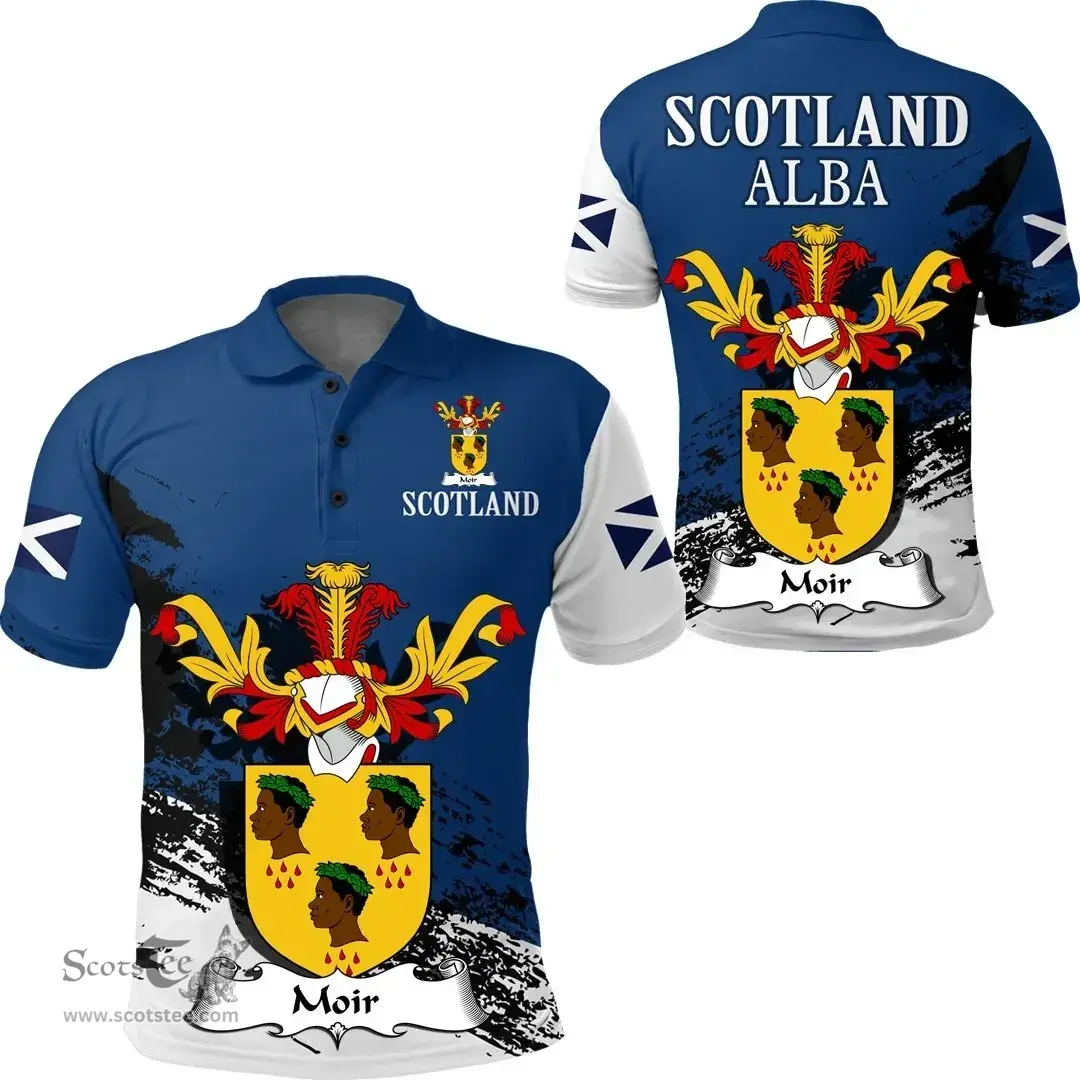 Scottish Moir Clan Scottish Family Crest Scotland Alba Thistle Polo Shirt