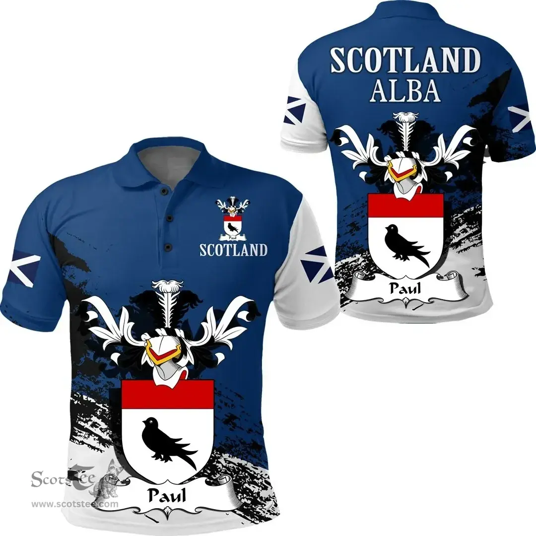 Scottish Paul Clan Scottish Family Crest Scotland Alba Thistle Polo Shirt