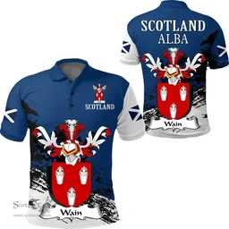 Scottish Wain Clan Scottish Family Crest Scotland Alba Thistle Polo Shirt