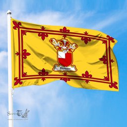 Scottish Blencow or Blencowe Clan Family Crest In Royal Banner of Scotland Flag