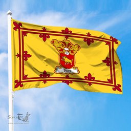 Scottish Baird Clan Family Crest In Royal Banner of Scotland Flag