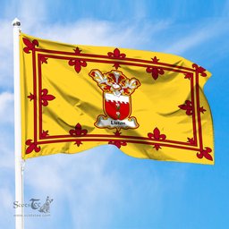 Scottish Liston Clan Family Crest In Royal Banner of Scotland Flag