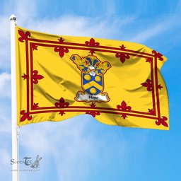 Scottish Hope Clan Family Crest In Royal Banner of Scotland Flag