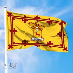 Scottish MacCartney Clan Family Crest In Royal Banner of Scotland Flag