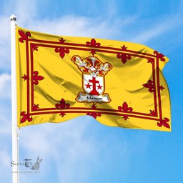 Scottish Manson Clan Family Crest In Royal Banner of Scotland Flag