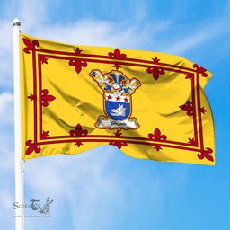 Scottish Shand Clan Family Crest In Royal Banner of Scotland Flag
