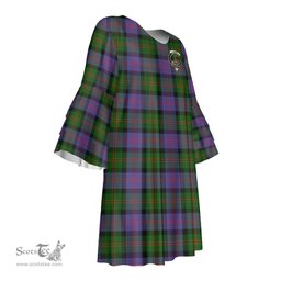 Scottish Blair Modern Clan Tartan Crest Womens Stacked Ruffle Sleeve Tartan Dress