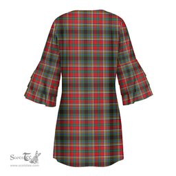 Scottish Anderson of Arbrake Clan Tartan Crest Womens Stacked Ruffle Sleeve Tartan Dress