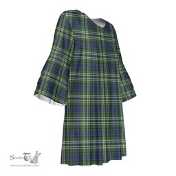 Scottish Blyth Tartan Womens Stacked Ruffle Sleeve Tartan Dress