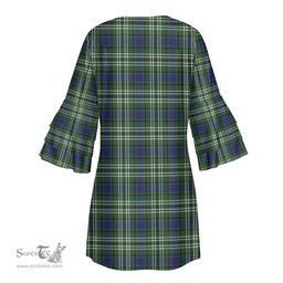 Scottish Blyth Tartan Womens Stacked Ruffle Sleeve Tartan Dress