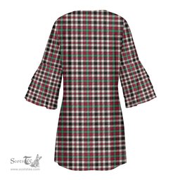 Scottish Borthwick Dress Ancient Clan Tartan Crest Womens Stacked Ruffle Sleeve Tartan Dress