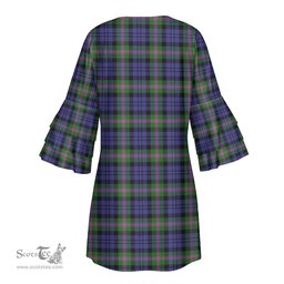 Scottish Baird Modern Tartan Womens Stacked Ruffle Sleeve Tartan Dress
