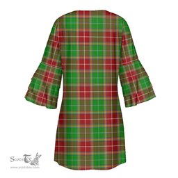 Scottish Baxter Modern Tartan Womens Stacked Ruffle Sleeve Tartan Dress