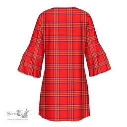 Scottish Burnett Modern Tartan Womens Stacked Ruffle Sleeve Tartan Dress