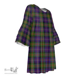 Scottish Cameron of Erracht Modern Tartan Womens Stacked Ruffle Sleeve Tartan Dress