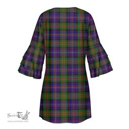Scottish Cameron of Erracht Modern Tartan Womens Stacked Ruffle Sleeve Tartan Dress