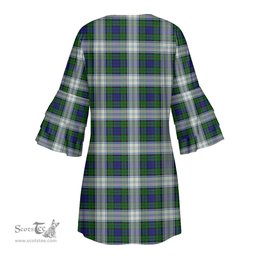 Scottish Blackwatch Dress Modern Tartan Womens Stacked Ruffle Sleeve Tartan Dress