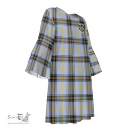 Scottish Bell of the Borders Clan Tartan Crest Womens Stacked Ruffle Sleeve Tartan Dress