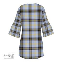 Scottish Bell of the Borders Clan Tartan Crest Womens Stacked Ruffle Sleeve Tartan Dress