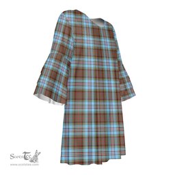 Scottish Anderson Ancient Tartan Womens Stacked Ruffle Sleeve Tartan Dress