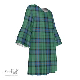 Scottish Armstrong Ancient Tartan Womens Stacked Ruffle Sleeve Tartan Dress