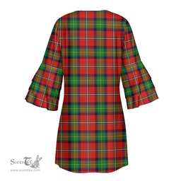 Scottish Boyd Modern Tartan Womens Stacked Ruffle Sleeve Tartan Dress