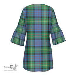 Scottish Bowie Ancient Tartan Womens Stacked Ruffle Sleeve Tartan Dress
