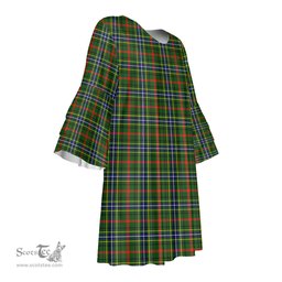 Scottish Bisset Tartan Womens Stacked Ruffle Sleeve Tartan Dress