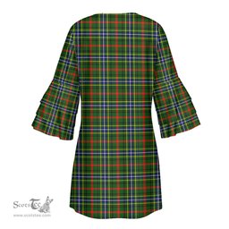 Scottish Bisset Tartan Womens Stacked Ruffle Sleeve Tartan Dress