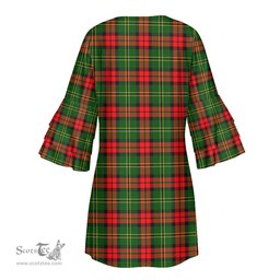 Scottish Blackstock Tartan Womens Stacked Ruffle Sleeve Tartan Dress