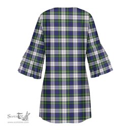 Scottish Gordon Dress Modern Clan Tartan Crest Womens Stacked Ruffle Sleeve Tartan Dress