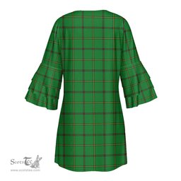 Scottish Don _Tribe of Mar Clan Tartan Crest Womens Stacked Ruffle Sleeve Tartan Dress
