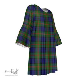 Scottish Dundas Modern 02 Tartan Womens Stacked Ruffle Sleeve Tartan Dress